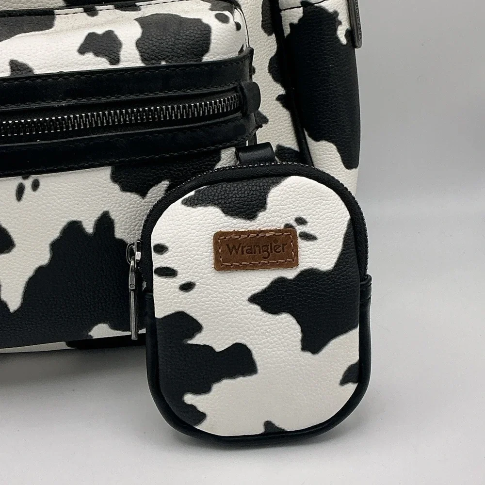 Wrangler NWT Cow Print Backpack With Coin Pouch - Black